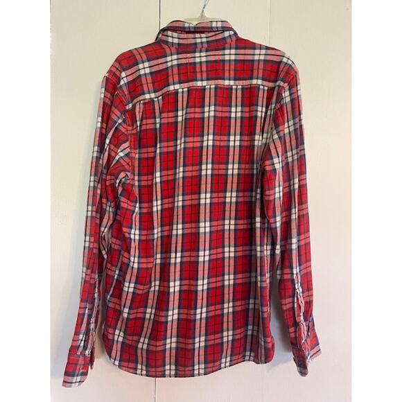 The North Face Men's Size Medium Heavy‎ Cotton Plaid Button-Up Shirt Red & Blue - Picture 3 of 5